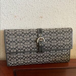 Coach and Signature Monogram Black &Gray Clutch Wallet